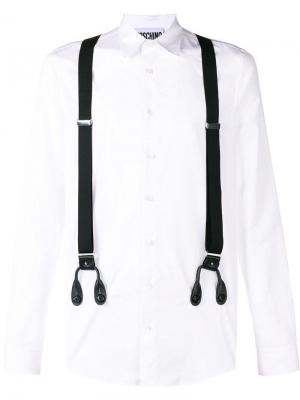 Рубашка с подтяжками Moschino. Цвет: белый