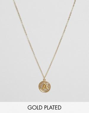 Ожерелье с инициалом А на подвеске Ottoman Hands. Цвет: золотой