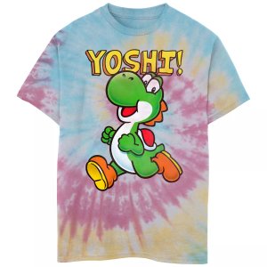 Футболка Yoshi Jumping Happy Tie Dye для мальчиков 8–20 лет Nintendo