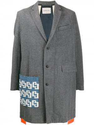 Пальто с контрастным карманом Corelate. Цвет: серый