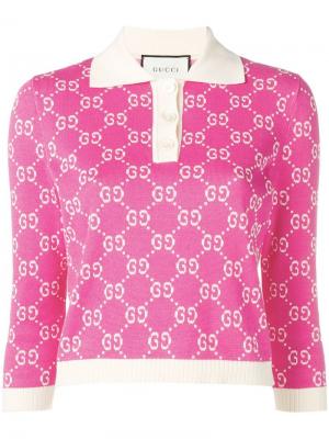 Рубашка-поло с узором GG Supreme Gucci. Цвет: розовый