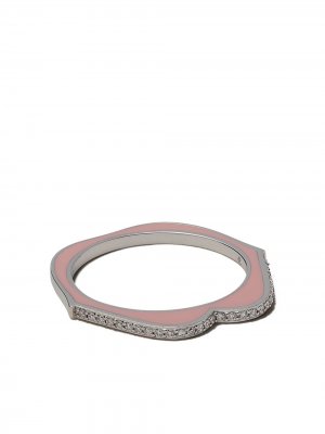 Кольцо OMG из белого золота с эмалью и бриллиантами Raphaele Canot. Цвет: blush розовый