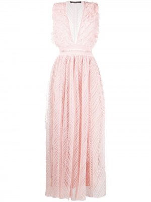 Расклешенное платье с глубоким V-образным вырезом Antonino Valenti. Цвет: розовый