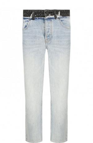 Укороченные джинсы прямого кроя с потертостями Denim X Alexander Wang. Цвет: голубой