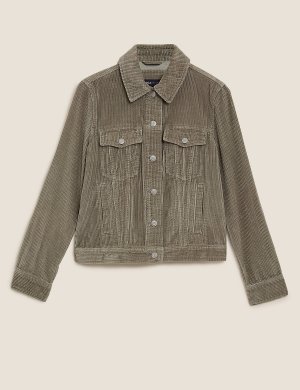 Вельветовый пиджак с карманами, Marks&Spencer Marks & Spencer. Цвет: полынь