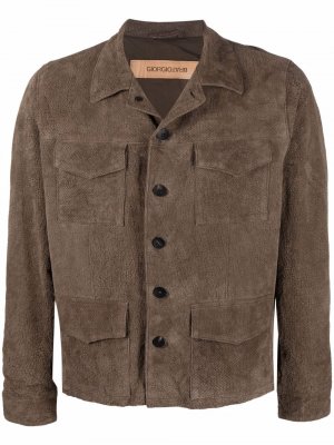 Perforated suede workwear jacket Giorgio Brato. Цвет: коричневый
