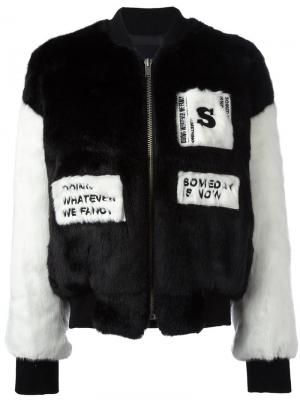 Fur effect bomber jacket Steve J & Yoni P. Цвет: чёрный