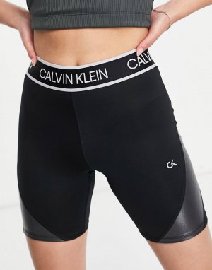 Черные шорты-леггинсы с логотипом на поясе от комплекта -Черный цвет Calvin Klein Performance