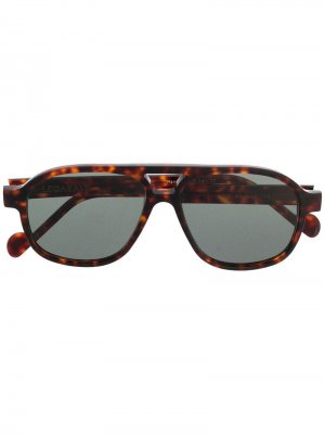 Солнцезащитные очки в круглой оправе черепаховой расцветки LeQarant. Цвет: коричневый