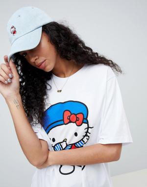 Джинсовая кепка с вышивкой Hello Kitty x ASOS. Цвет: синий