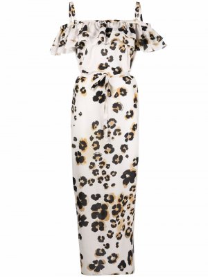 Длинное платье с леопардовым принтом Boutique Moschino. Цвет: бежевый