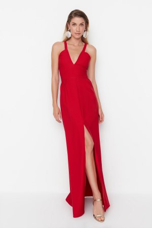 Вечернее платье/платье для выпускного - Красный Асимметричный Trendyol