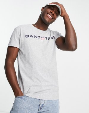 Серая футболка для дома с логотипом на груди GANT-Серый Gant