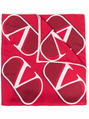Шелковая шаль с логотипом VLogo Signature Valentino. Цвет: красный
