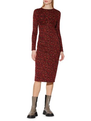 Облегающее платье миди Shaina , цвет Leopard Red Walter Baker
