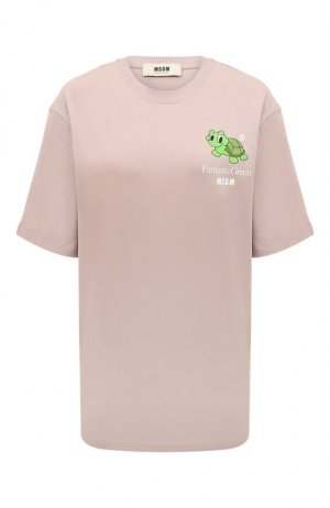 Хлопковая футболка MSGM. Цвет: бежевый