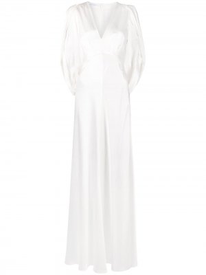 Платье макси с длинными рукавами Alberta Ferretti. Цвет: белый