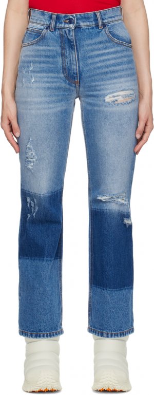 Синие джинсы с эффектом потертости 8 Moncler Palm Angels Edition Genius