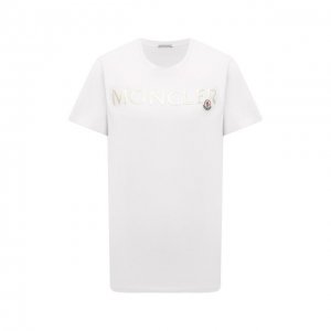 Хлопковая футболка Moncler. Цвет: белый