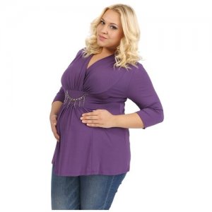 Блуза Х-образного силуэта для беременных и кормящих ,(50-56), I love mum 43058 баклажан (Баклажан; Размер 52). Цвет: фиолетовый