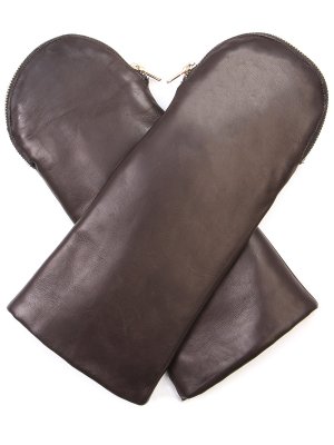 Варежки кожаные на меху ELEGANZZA. Цвет: коричневый
