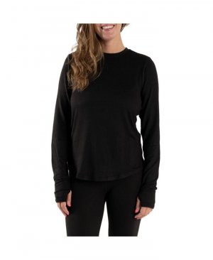 Женская уютная многослойная рубашка с длинным рукавом MUK LUKS, черный Luks