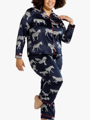 Атласная пижама с принтом зебры Curve, темно-синий Chelsea Peers