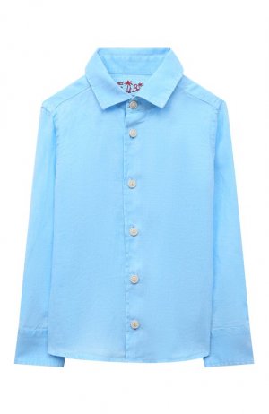 Льняная рубашка MC2 Saint Barth. Цвет: голубой