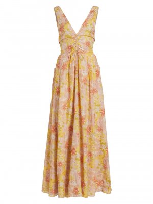 Платье макси Miriam с цветочным принтом и V-образным вырезом , винтаж Magali Pascal