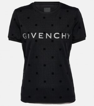 Футболка из хлопкового джерси и тюля с логотипом GIVENCHY, черный Givenchy