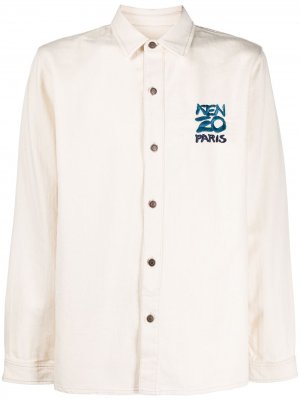 Джинсовая рубашка с вышитым логотипом Kenzo. Цвет: нейтральные цвета