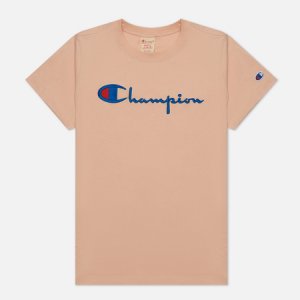 Женская футболка Big Logo Crew Neck Regular Fit Champion Reverse Weave. Цвет: розовый