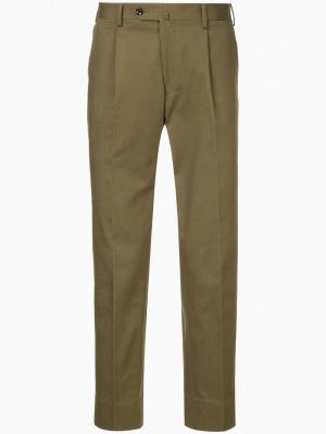 Прямые брюки со складками United Arrows. Цвет: зеленый