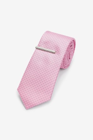 Текстурированный галстук и зажим , розовый Next
