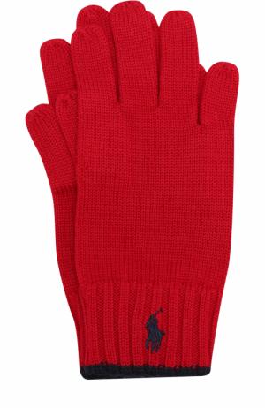 Шерстяные перчатки с логотипом бренда Polo Ralph Lauren. Цвет: красный