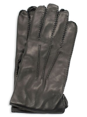 Кожаные перчатки ручной работы на кашемировой подкладке, черный Portolano