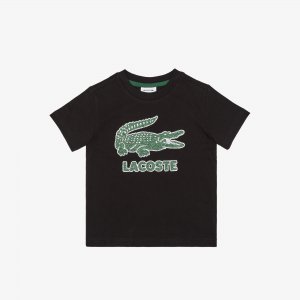 Футболки Детская футболка с винтажным логотипом Lacoste. Цвет: чёрный