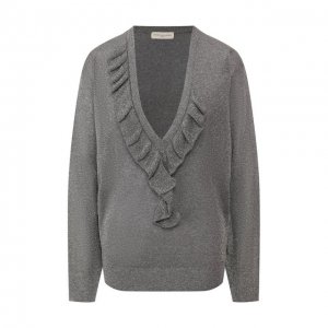 Пуловер из вискозы Dries Van Noten. Цвет: серебряный