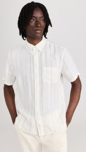 Рубашка Short Sleeve Wide Stripe Linen, кремовый Club Monaco