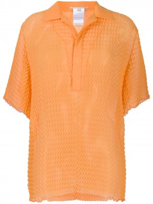 Рубашка-поло с узором в елочку Marco De Vincenzo. Цвет: оранжевый