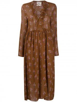 Платье миди с принтом Semicouture. Цвет: коричневый