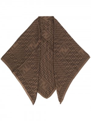 Жаккардовый платок с монограммой Fendi. Цвет: коричневый