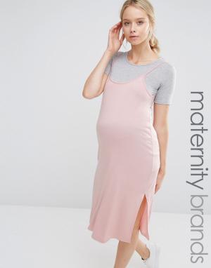Платье-футболка 2 в 1 Nursing Bluebelle Maternity. Цвет: розовый