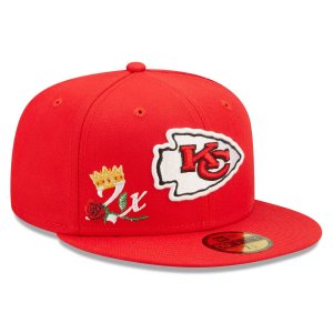 Мужская облегающая шляпа New Era Red Kansas City Chiefs Crown 2x Super Bowl Champions 59FIFTY