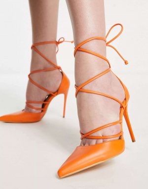Оранжевые туфли на остроконечном каблуке с завязками трубчатой ​​основе Truffle Collection