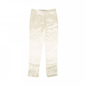 Фарфоровые атласные брюки прямого кроя, цвет Белый Helmut Lang