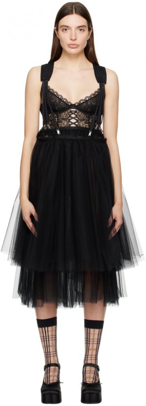 Черная многоярусная юбка-миди , цвет Black Noir Kei Ninomiya