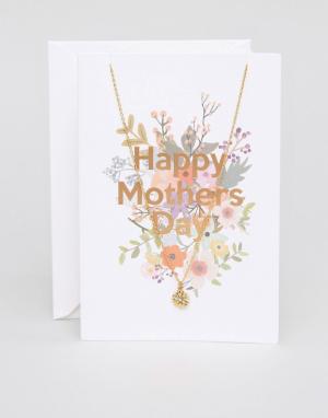 Ожерелье с открыткой Happy Mothers Day Orelia. Цвет: золотой