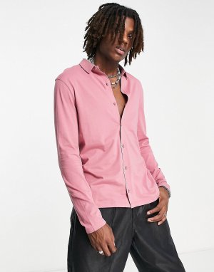 Розовая рубашка с длинными рукавами и пуговицами ASOS DESIGN