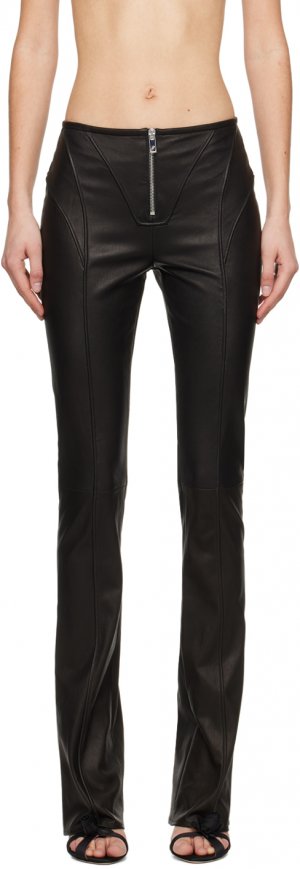 Черные кожаные брюки со вставками Blumarine